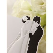 Black and white embossed bride and groom detail